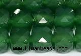 CCU1056 15 inches 8mm faceted cube green agate beads