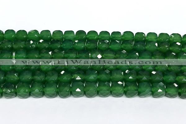 CCU1056 15 inches 8mm faceted cube green agate beads