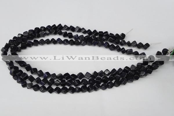 CCU106 15.5 inches 6*6mm cube blue goldstone beads wholesale