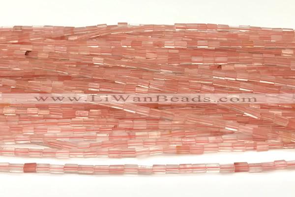 CCU1088 15 inches 2*4mm cuboid cherry quartz beads