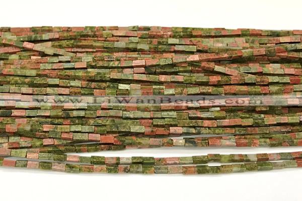 CCU1098 15 inches 2*4mm cuboid unakite beads