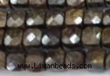 CCU1270 15 inches 4mm faceted cube bronzite beads