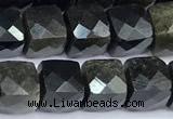 CCU1282 15 inches 6mm - 7mm faceted cube obsidian beads