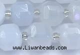 CCU1286 15 inches 9mm - 10mm faceted cube blue chalcedony beads