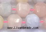 CCU1287 15 inches 9mm - 10mm faceted cube morganite beads