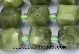 CCU1293 15 inches 9mm - 10mm faceted cube Canadian jade beads