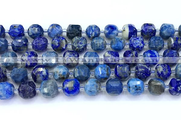 CCU1294 15 inches 9mm - 10mm faceted cube lapis lazuli beads