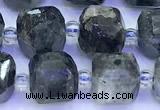 CCU1304 15 inches 9mm - 10mm faceted cube black labradorite beads