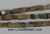 CCU20 15.5 inches 5*5mm cube serpentine jasper beads wholesale