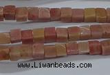 CCU308 15.5 inches 4*4mm cube pink wooden jasper beads wholesale