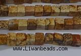 CCU309 15.5 inches 4*4mm cube picture jasper beads wholesale