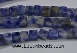 CCU313 15.5 inches 4*4mm cube blue spot stone beads wholesale