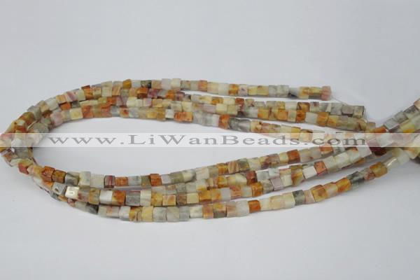 CCU33 15.5 inches 5*5mm cube bamboo leaf agate beads wholesale