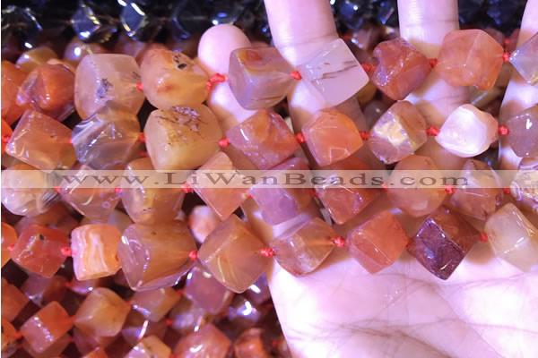 CCU402 15.5 inches 8*10mm - 14*16mm cube red agate beads