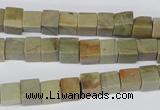 CCU47 15.5 inches 6*6mm cube silver leaf jasper beads wholesale