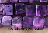 CCU484 15.5 inches 6*6mm cube purple crazy lace agate beads