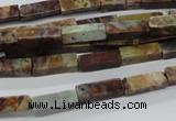 CCU522 15.5 inches 4*13mm cuboid green magic agate beads wholesale