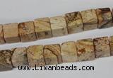 CCU65 15.5 inches 8*8mm cube picture jasper beads wholesale