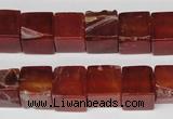 CCU70 15.5 inches 10*10mm cube red agate beads wholesale