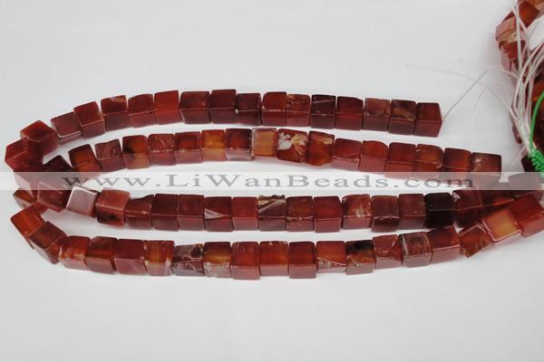 CCU70 15.5 inches 10*10mm cube red agate beads wholesale