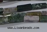 CCU713 15.5 inches 4*13mm cuboid moss agate beads wholesale