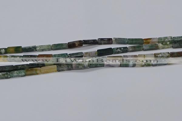 CCU713 15.5 inches 4*13mm cuboid moss agate beads wholesale