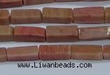 CCU717 15.5 inches 4*13mm cuboid pink wooden jasper beads wholesale