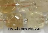 CCU755 15 inches 8*8mm faceted cube citrine beads