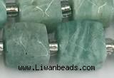 CCU787 15 inches 10*10mm faceted cube amazonite beads