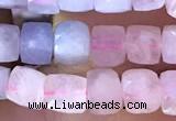 CCU805 15 inches 4mm faceted cube morganite beads