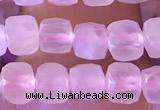 CCU806 15 inches 4mm faceted cube rose quartz beads