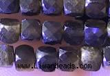 CCU814 15 inches 4mm faceted cube obsidian beads