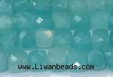 CCU835 15 inches 4mm faceted cube amazonite beads