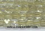 CCU861 15 inches 6mm faceted cube lemon quartz beads