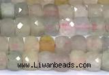 CCU874 15 inches 4mm faceted cube morganite beads