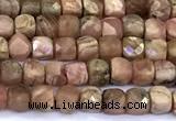 CCU884 15 inches 4mm faceted cube Argentina rhodochrosite beads