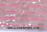 CCU887 15 inches 4mm faceted cube rose quartz beads