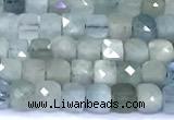 CCU903 15 inches 5mm - 6mm faceted cube aquamarine beads