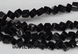 CCU94 15.5 inches 4*4mm cube black agate beads wholesale