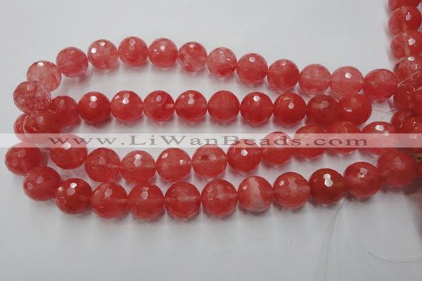 CCY116 15.5 inches 16mm faceted round cherry quartz beads wholesale