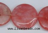 CCY155 15.5 inches 30mm flat round cherry quartz beads wholesale