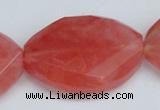 CCY168 15.5 inches 25*35mm twisted & faceted oval cherry quartz beads