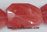 CCY169 15.5 inches 30*40mm twisted & faceted rectangle cherry quartz beads