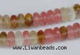 CCY205 15.5 inches 6*10mm faceted rondelle volcano cherry quartz beads