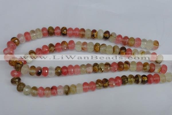 CCY206 15.5 inches 8*12mm faceted rondelle volcano cherry quartz beads