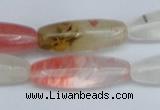 CCY212 15.5 inches 10*30mm rice volcano cherry quartz beads