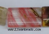 CCY224 15.5 inches 24*40mm flat tube volcano cherry quartz beads