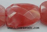 CCY55 15.5 inches 30*40mm twisted & faceted rectangle cherry quartz beads