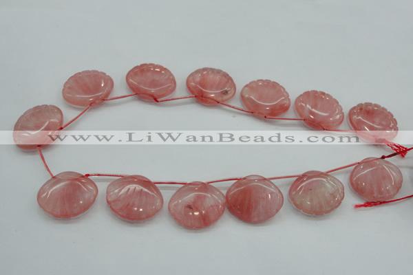 CCY58 25*30mm top-drilled conch cherry quartz beads wholesale