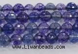 CCY601 15.5 inches 6mm faceted round blue cherry quartz beads